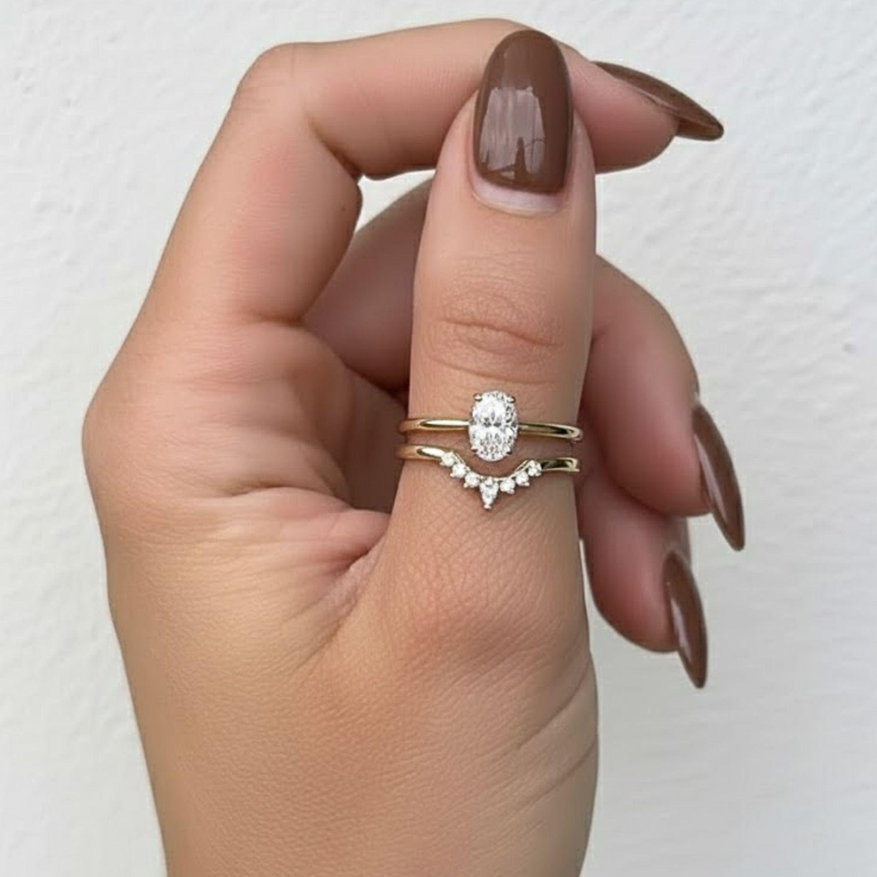 3mm Curved Contour Half Eternity Art Deco Wedding Band 14k Solid Gold Round Pear Lab Grown Diamond  Yellow Gold Rose Gold Bridal