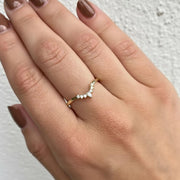 3mm Curved Contour Half Eternity Art Deco Wedding Band 14k Solid Gold Round Pear Lab Grown Diamond  Yellow Gold Rose Gold Bridal