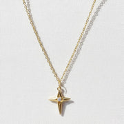 Solid Gold Diamond North Star Pendant Necklace (10K, 14K, 18K)