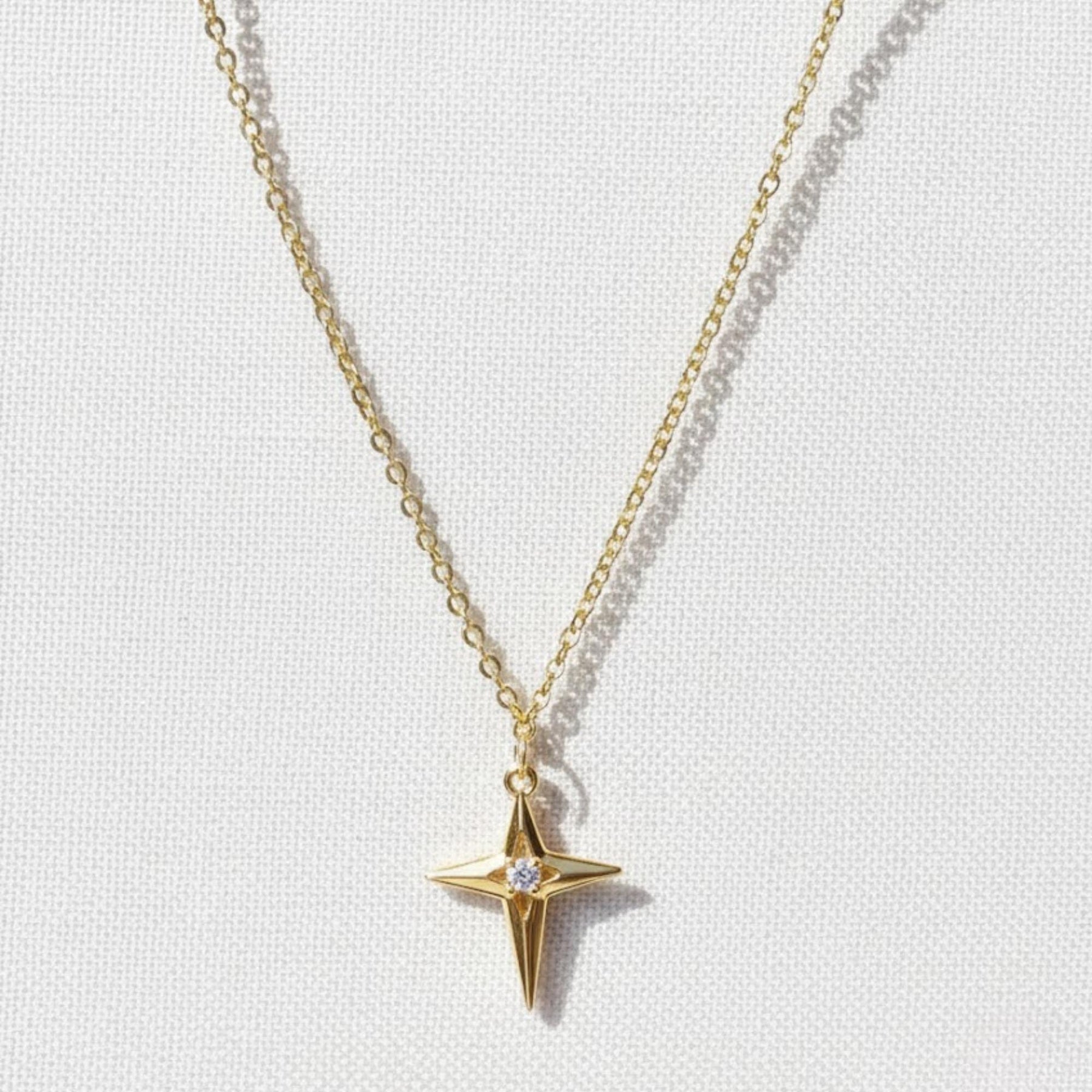 Solid Gold Diamond North Star Pendant Necklace (10K, 14K, 18K)