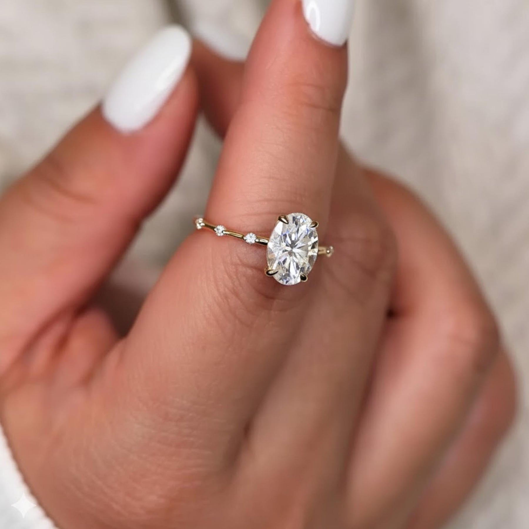 2 Carat Oval Lab Grown F VS1 Diamond Ring / 2 CT Oval Diamond Thin Engagement Ring / Dainty Ring / 14k Gold Elongated Oval Diamond Ring