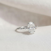 2 Carat Oval Lab Grown F VS1 Diamond Ring / 2 CT Oval Diamond Thin Engagement Ring / Dainty Ring / 14k Gold Elongated Oval Diamond Ring