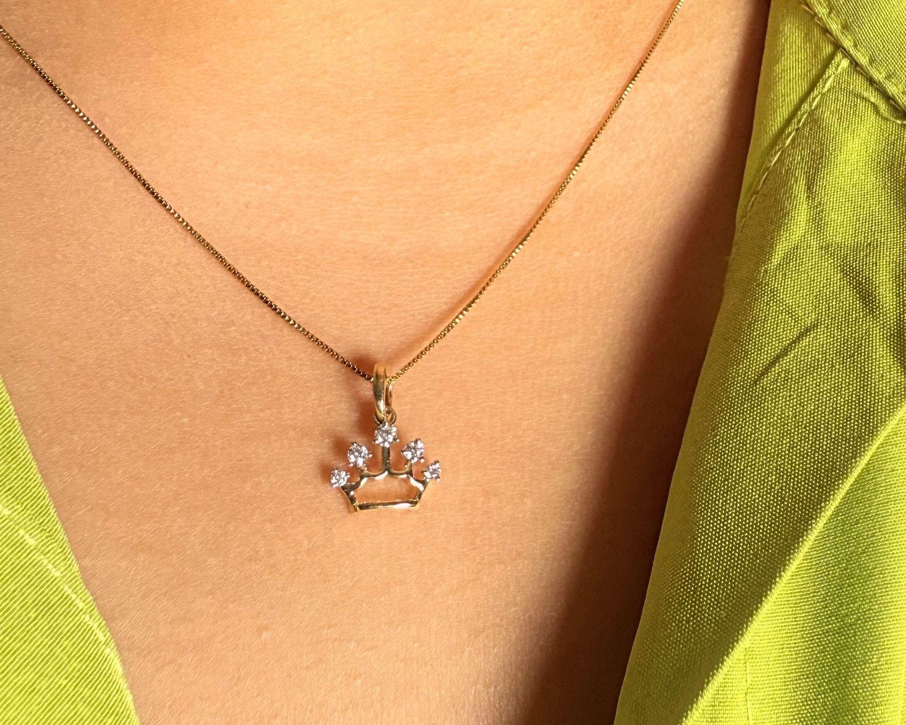14K Solid Gold Crown Pendant Princess Pendant Crown Pendant For Girls Gold Crown pendant Solid Gold Chian Gift for her
