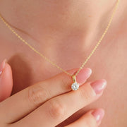 14k Gold Diamond Solitaire Necklace: Dainty Bridal Jewelry