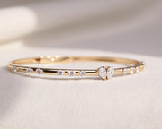 Gold Diamond Stacking Bracelet, Pear Shape Diamond Bracelet, 14K Diamond and Gold Bangle Bracelet, Round Diamond Bracelet Bangle