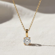14k Gold Diamond Solitaire Necklace: Dainty Bridal Jewelry
