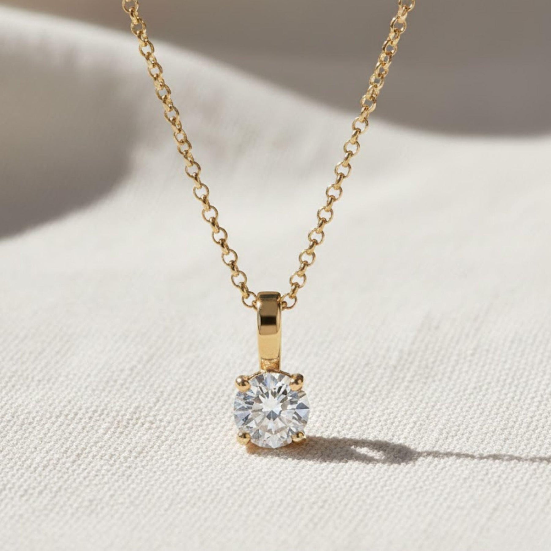 14k Gold Diamond Solitaire Necklace: Dainty Bridal Jewelry