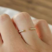 Real Lab Diamond Open Cuff Wedding Ring Thin Open Gap Stacking Ring Minimalist Custom Open Gap Band Ring for Her Womens Cuff Stackable Band