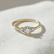 Dainty Round Lab Grown Diamond Promise Ring, Diamond Set in Claw Prongs, Diamond Engagement Ring for Women, Ring in Yellow, White, Rose Gold