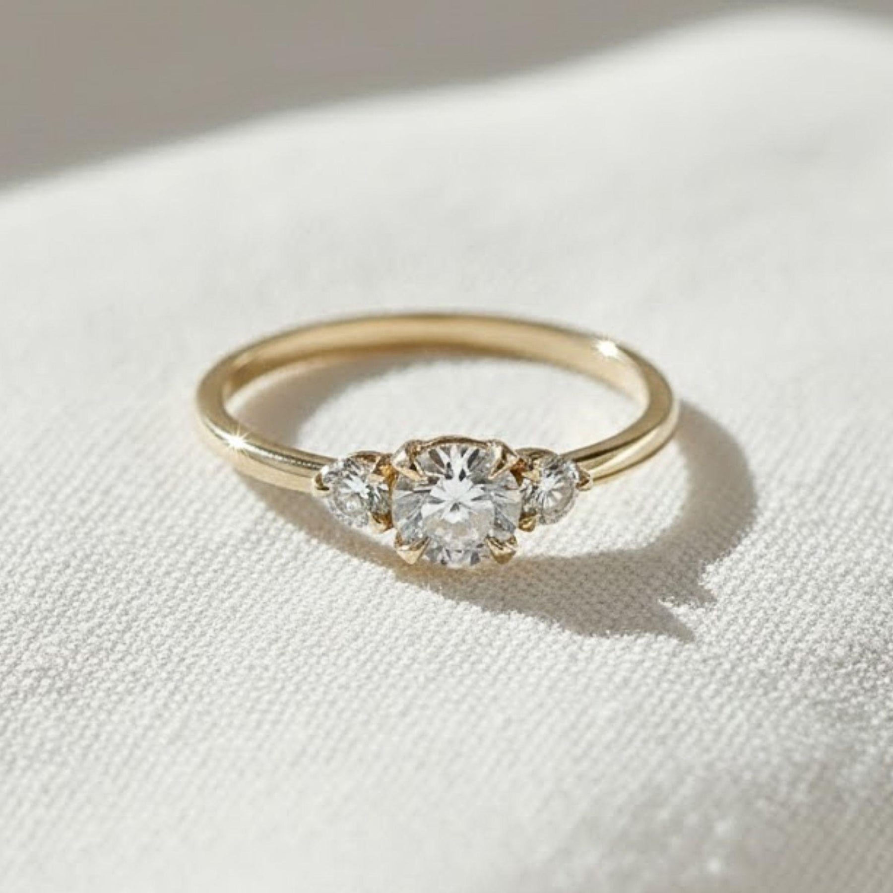 Dainty Round Lab Grown Diamond Promise Ring, Diamond Set in Claw Prongs, Diamond Engagement Ring for Women, Ring in Yellow, White, Rose Gold