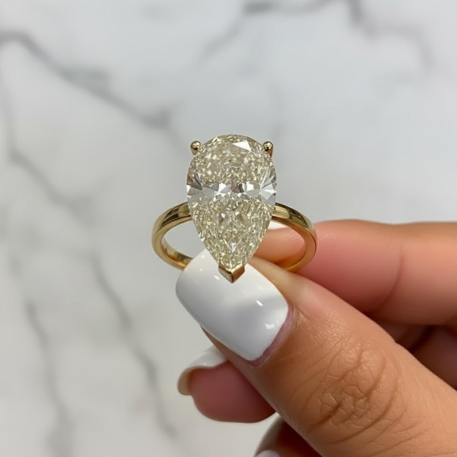 Sparkling 5 Ct Pear Cut Lab Diamond Solitaire Ring, IGI Certified F/VS1 Prong Set Diamond, 14k Yellow Gold Engagement Ring, Proposal Gift