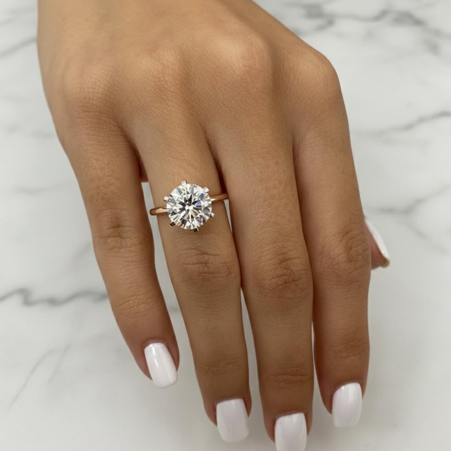 Certified 4CT Round Brilliant Cut F VS1 Lab Grown Diamond Solitaire Engagement Ring