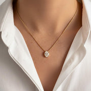 Oval Shape Lab Diamond Wedding Necklace /Bezel Set Hand Made Diamond Solitaire Pendant / Eco Friendly Diamond Minimalist Necklace
