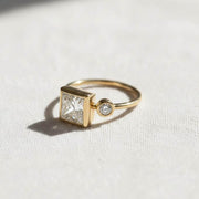IGI CERTIFIED F Color VS1 Clarity 2 Carat Princess Cut Lab Grown Diamond Three Stone Engagement Ring 14k Gold