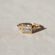 IGI CERTIFIED F Color VS1 Clarity 2 Carat Princess Cut Lab Grown Diamond Three Stone Engagement Ring 14k Gold
