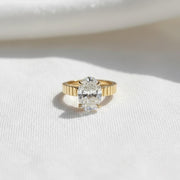 The Celestine 3-Carat Oval-Cut Lab-Grown Diamond Solitaire Engagement Ring with a 3.5mm Two-Tone Cigar Band in 10K or 14K Solid Gold