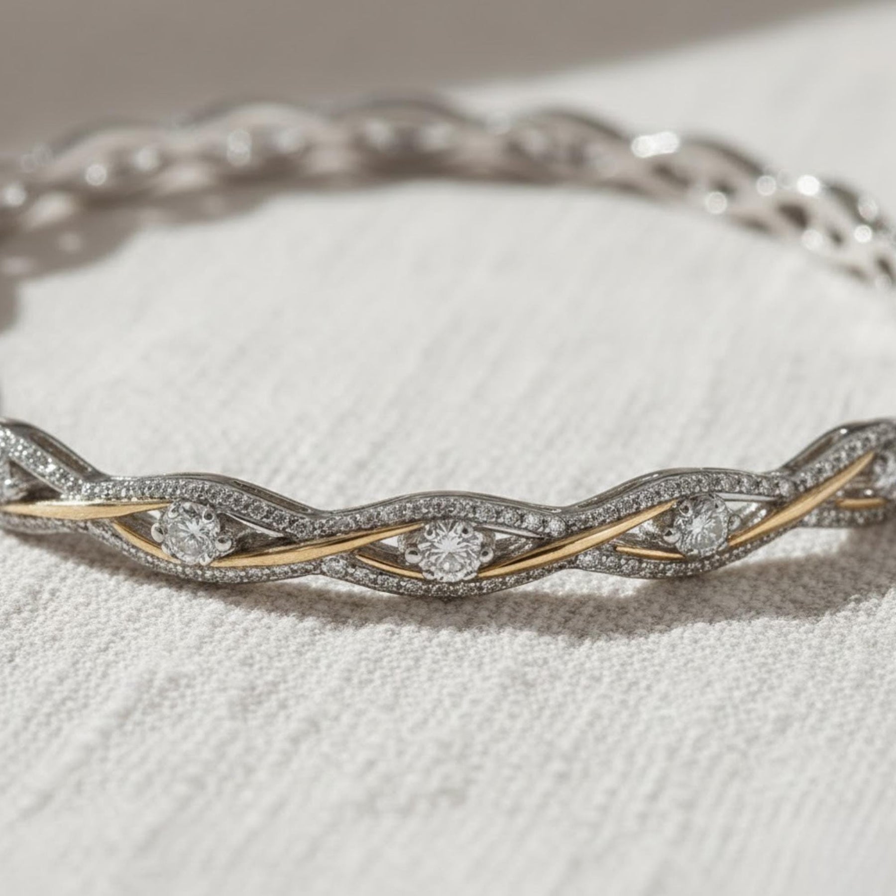 14k Round Diamond Bangle Bracelet Stackable Diamond Bracelet, Last Minute Gift, Vintage Bracelet, Gold Bracelet