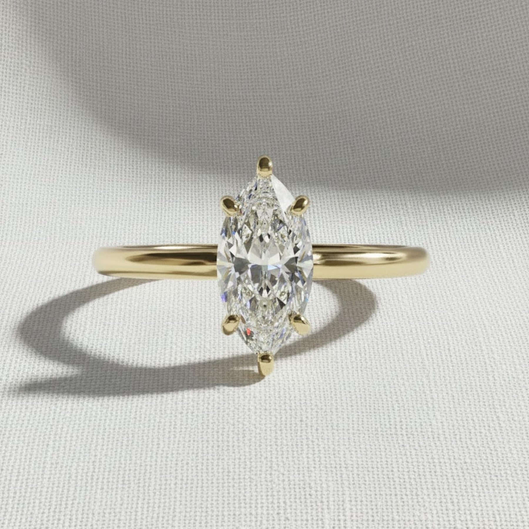 1.5 Carat IGI CERTIFIED F Color VS1 Clarity Marquise Cut Lab Grown Diamond Solitaire Engagement Ring 14k Yellow Gold