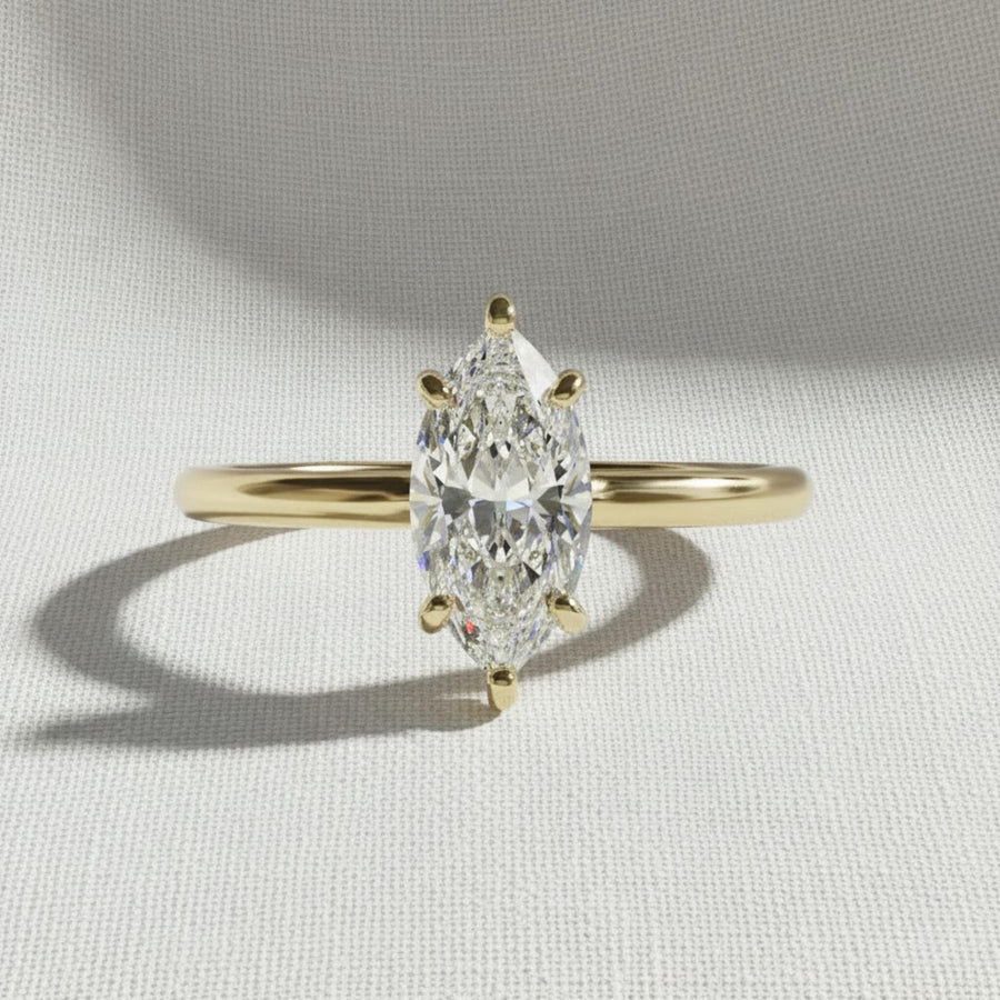 1.5 Carat IGI CERTIFIED F Color VS1 Clarity Marquise Cut Lab Grown Diamond Solitaire Engagement Ring 14k Yellow Gold