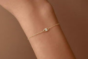 Diamond Bracelet / Evil Eye Diamond Bracelet in 14k Gold / Good Luck Charm Bracelet / Friendship Bracelet / Fine Jewelry