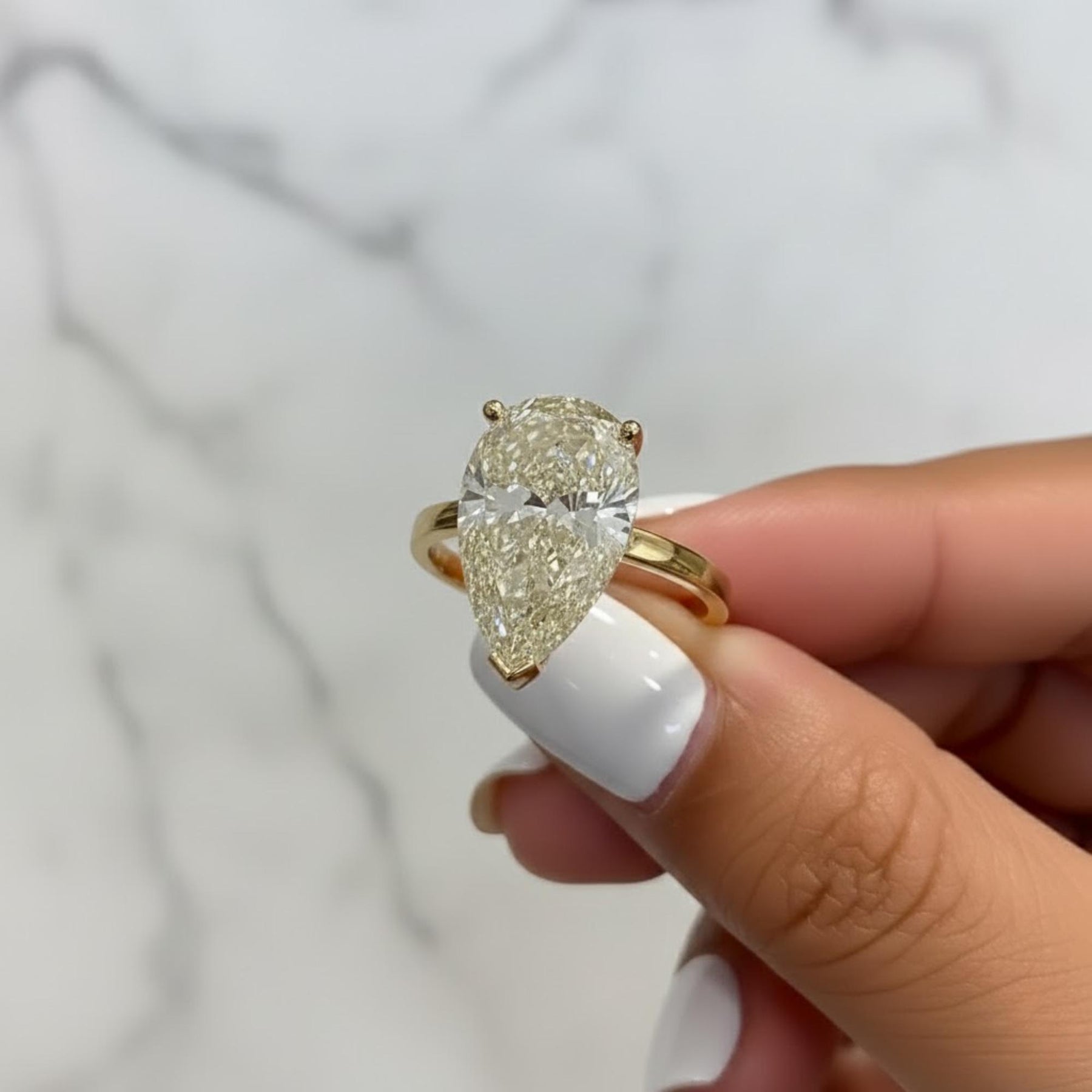 Sparkling 5 Ct Pear Cut Lab Diamond Solitaire Ring, IGI Certified F/VS1 Prong Set Diamond, 14k Yellow Gold Engagement Ring, Proposal Gift