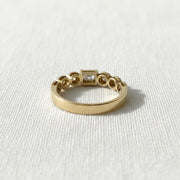 0.38 Carat Round and Emerald Cut Half Eternity Band / Unique Eternity Multi Shape Diamond Ring / 14k Yellow Gold Two Shape Eternity Band