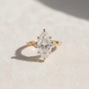 Nature-Inspired 2 Carat Marquise Lab Diamond Engagement Ring, 14K Gold Vintage Hand-Carved Filigree Design, Handmade Promise Ring for Her