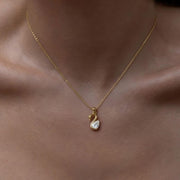 Lab Diamond Solitaire Engagement Pendant/ Pear Cut Lab Grown Diamond Bridesmaid Pendant/ 14K Gold Swan Diamond Pendant Gift For Her
