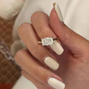 2 CT Cushion Cut Lab Grown Diamond Ring, Two-Tone Solitaire Engagement Ring