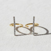 14k Gold Diamond Curved Bar Earrings, Stud Earrings Set, Buy As Pair or Single Stud, Mini Diamond Bar Studs, Dainty Solid Gold Studs, Ava