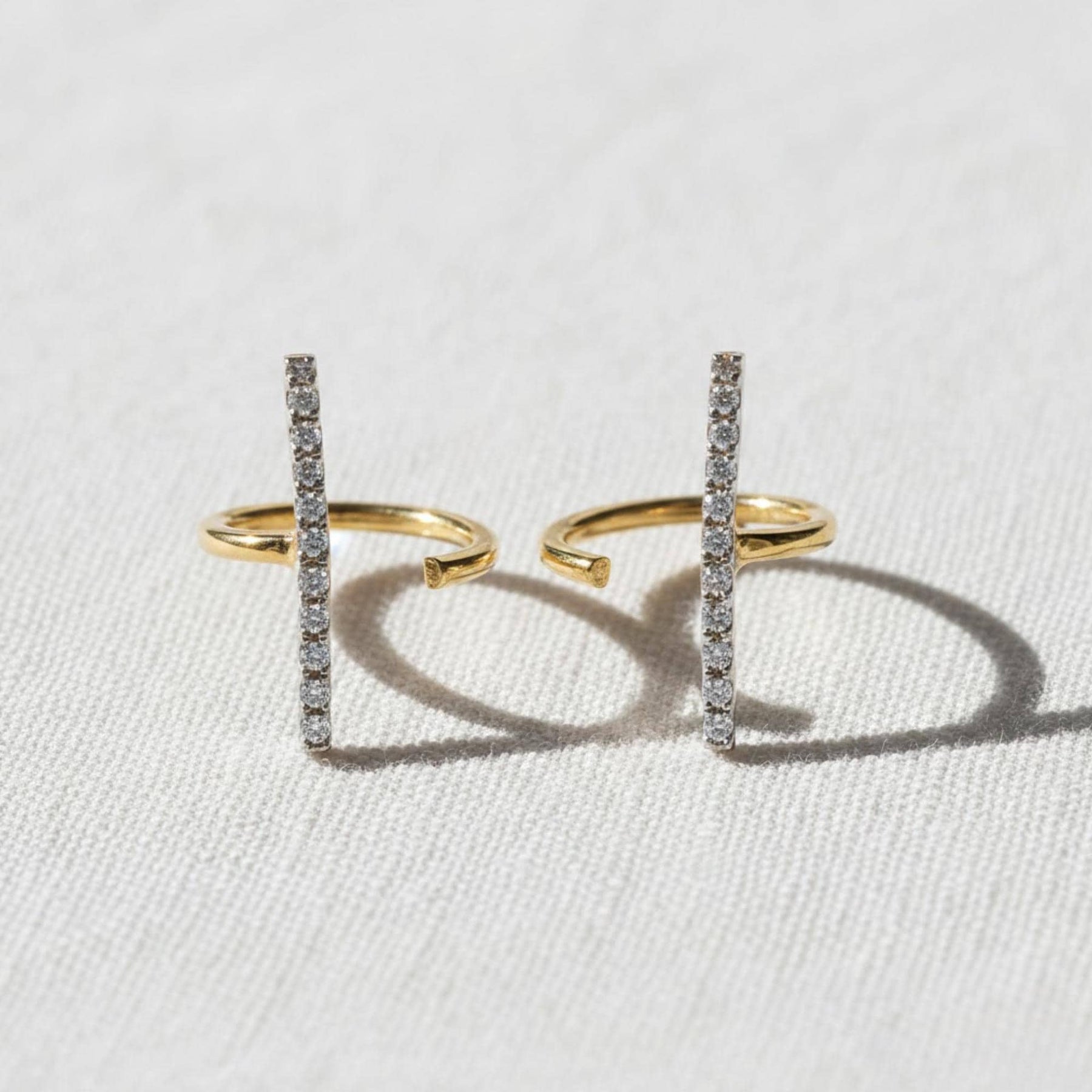 14k Gold Diamond Curved Bar Earrings, Stud Earrings Set, Buy As Pair or Single Stud, Mini Diamond Bar Studs, Dainty Solid Gold Studs, Ava