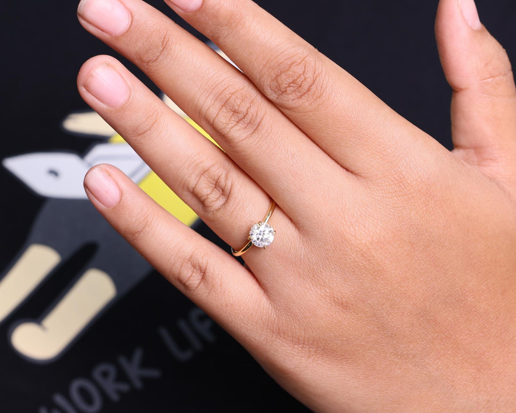 Round Lab Grown Diamond Engagement Ring / IGI Certified 1.00 CT Man Made Diamond Ring / 14K Solid Gold Women's Wedding Ring