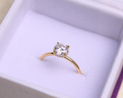 Round Lab Grown Diamond Engagement Ring / IGI Certified 1.00 CT Man Made Diamond Ring / 14K Solid Gold Women's Wedding Ring