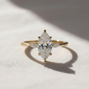 Marquise 3 Stone Engagement Ring Marquise Diamond Ring Real Lab Diamond Trilogy Ring White Rose Yellow Gold Ring Solid 10K 14K 18K Gold Ring