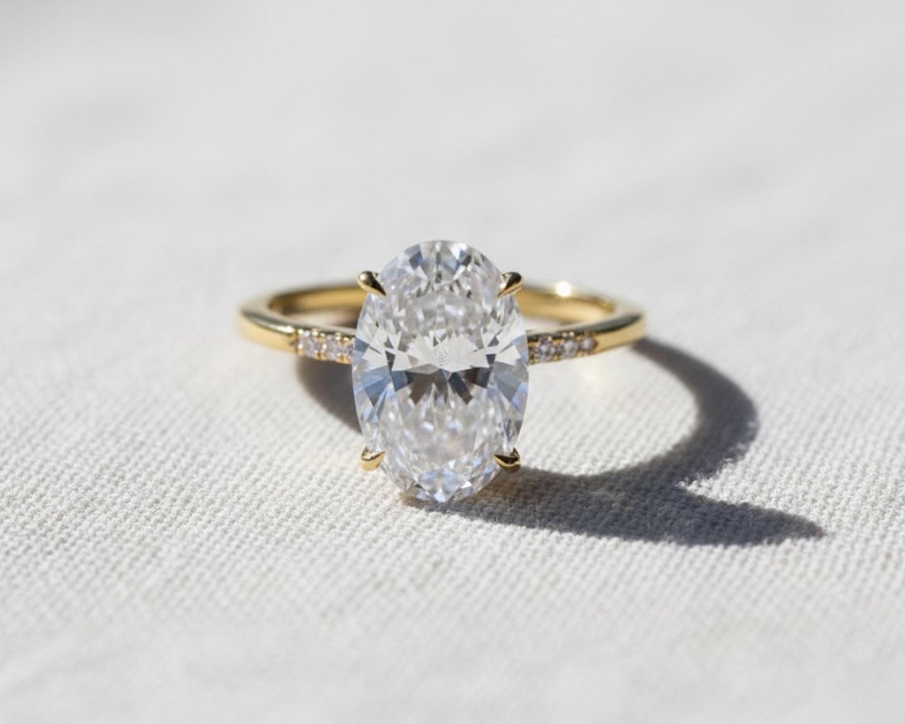 3.00 Carat Oval Cut Lab Grown Diamond Bridal Set with Pave’ Accents / 14k Yellow Gold / Oval Shape Engagement Ring & Matching Band