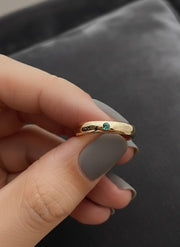 Emerald Ring / 14k Gold Single Emerald 0.10ctw Engagement Ring / Emerald Gemstone Ring / Stacking Natural Emerald Ring