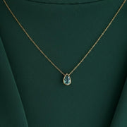 Pear Cut Blue Topaz Solitaire Necklace, 2.00 Carat Blue Diamond Wedding Necklace, Bezel Set Hand Made Diamond Bridal Necklace