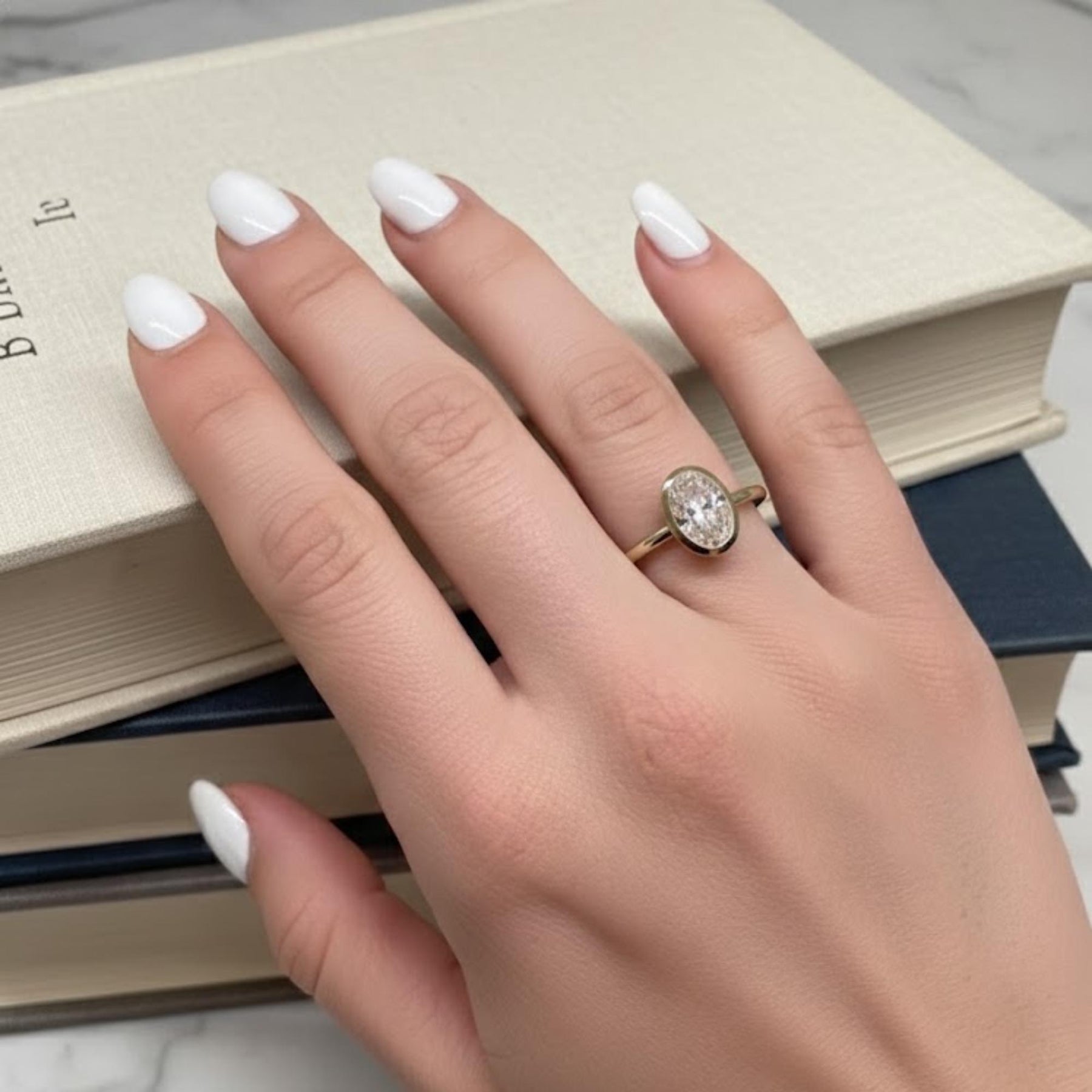 2 Carat Oval Lab Grown Diamond Solitaire Ring / Bezel Set Diamond Engagement Ring / 2ct Oval Ring / Bezel Set Oval Diamond Ring