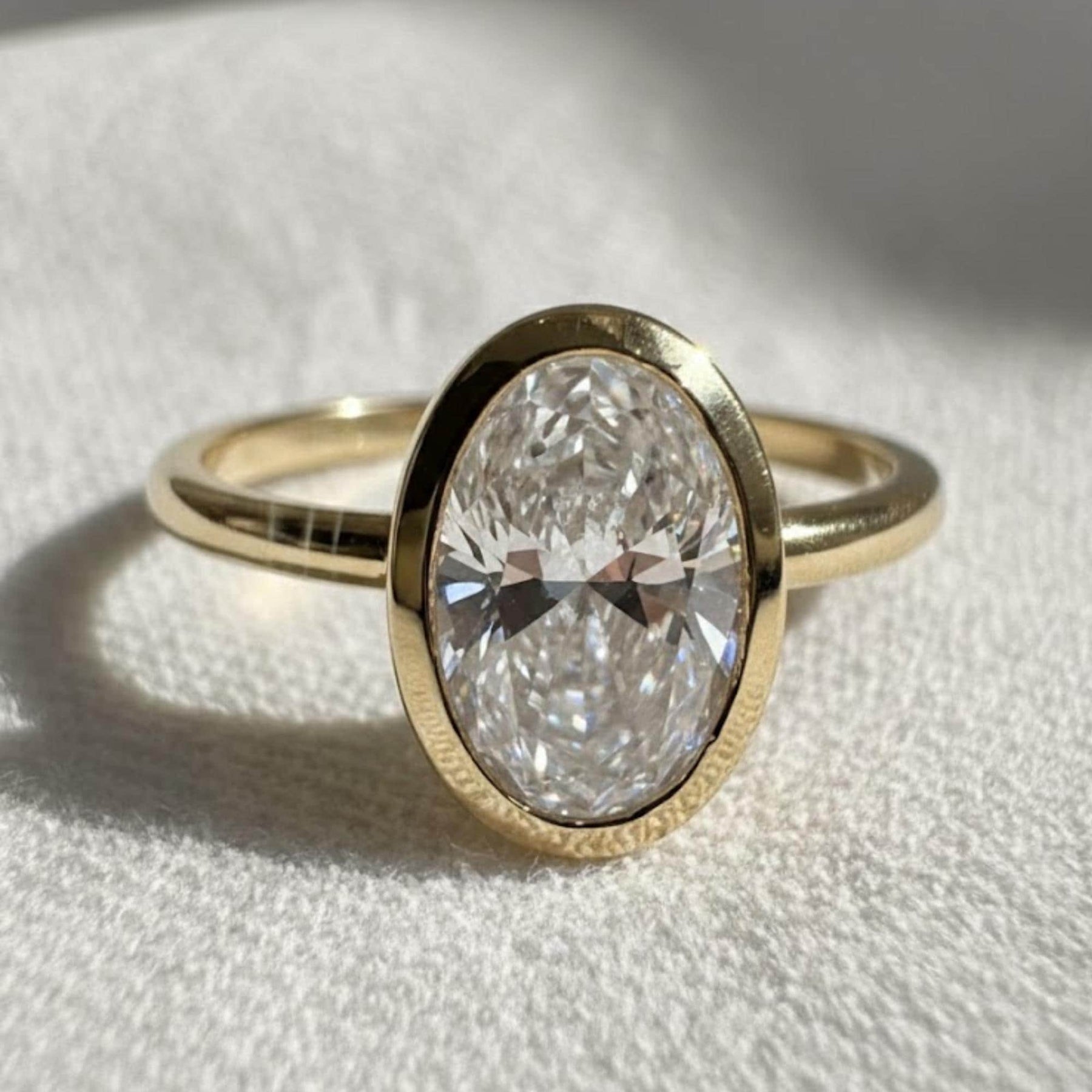 2 Carat Oval Lab Grown Diamond Solitaire Ring / Bezel Set Diamond Engagement Ring / 2ct Oval Ring / Bezel Set Oval Diamond Ring