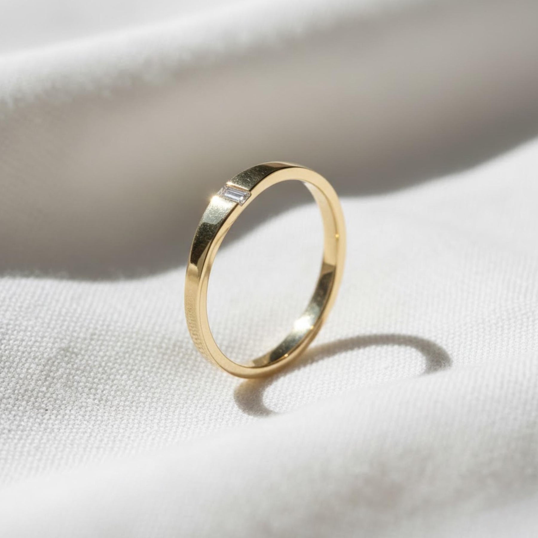 Dainty Baguette Diamond Ring • Gold Wedding Band • Minimalist Eternity Ring • Perfect Stacking Rings • Christmas Gifts for Women