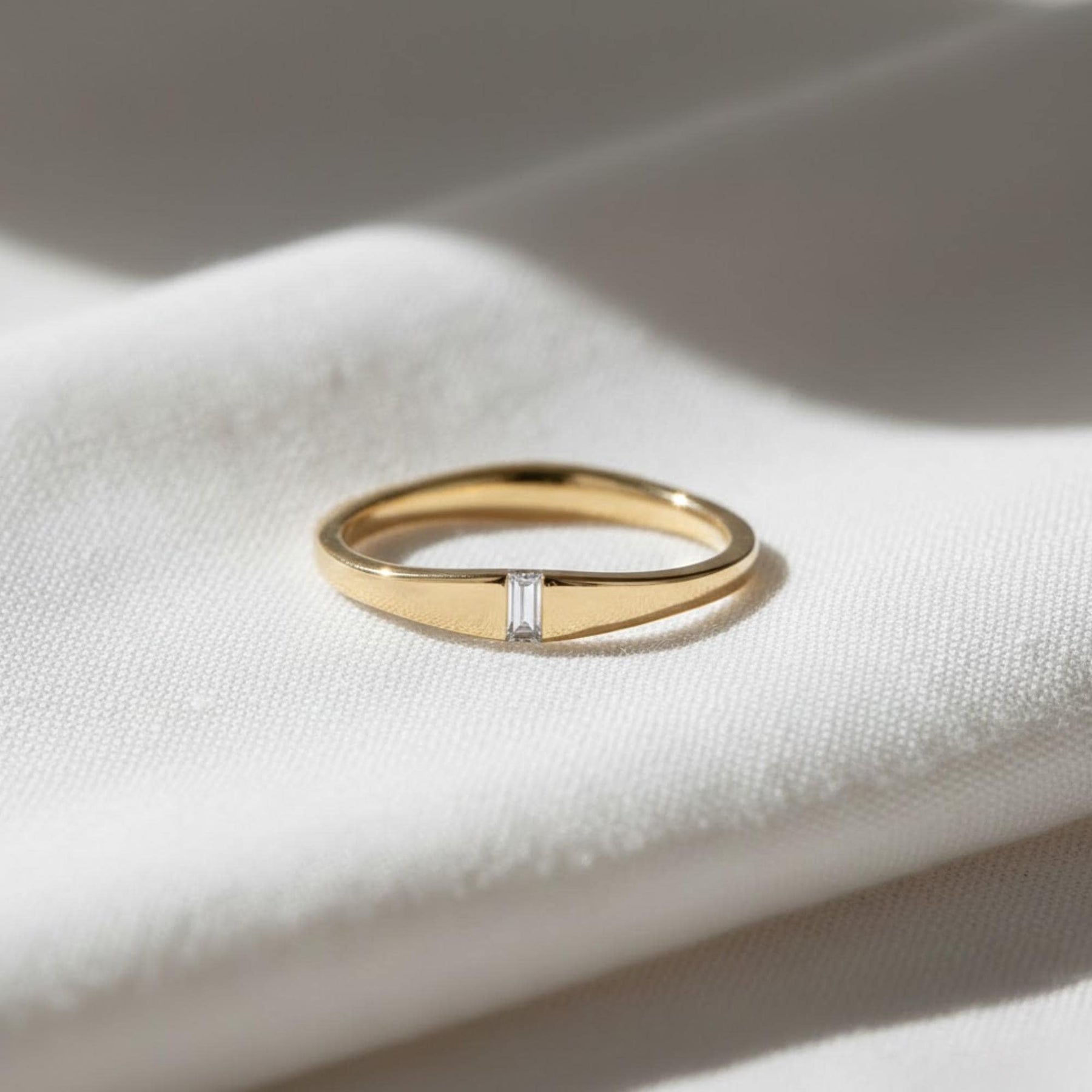 Dainty Baguette Diamond Ring • Gold Wedding Band • Minimalist Eternity Ring • Perfect Stacking Rings • Christmas Gifts for Women