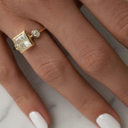 IGI CERTIFIED F Color VS1 Clarity 2 Carat Princess Cut Lab Grown Diamond Three Stone Engagement Ring 14k Gold