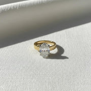 The Celestine 3-Carat Oval-Cut Lab-Grown Diamond Solitaire Engagement Ring with a 3.5mm Two-Tone Cigar Band in 10K or 14K Solid Gold