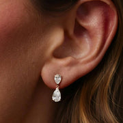 Pear Cut Lab Diamond Dangle Drop Earrings / 10K Yellow Gold F-VS+ Diamond Dainty Bridal Earrings / Conflict Free Diamond Earrings For Her