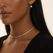 Tennis Necklace/ Diamond Tennis Necklace / 14k Gold Prong Set Diamond Tennis Necklace/ Multistone Diamond Layering Necklace