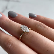 Vintage Marquise Lab Grown Diamond Engagement Ring: IGI Certified
