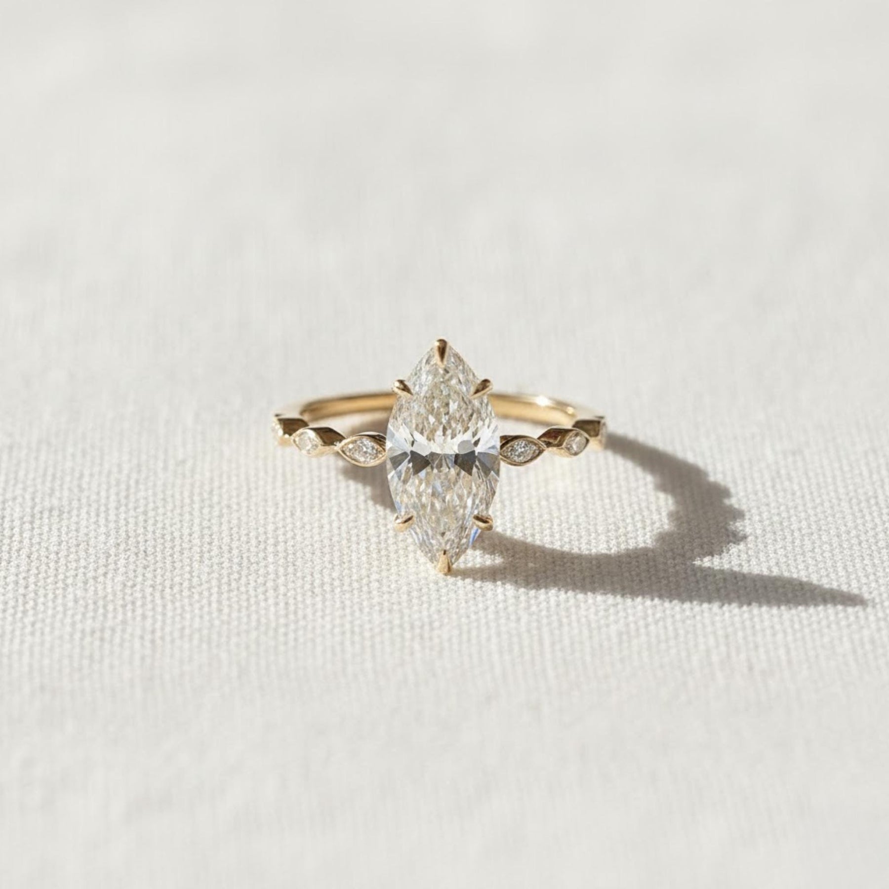 2 Carat Marquise Lab Grown Diamond Marquise Band Engagement Ring / F VS1 Diamond IGI Certified / Dainty Thin Band Bezel Set Diamonds