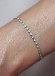 14k Gold Diamond Tennis Bracelet, Bezel Set Layering Bracelet