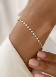 14k Gold Diamond Tennis Bracelet, Bezel Set Layering Bracelet