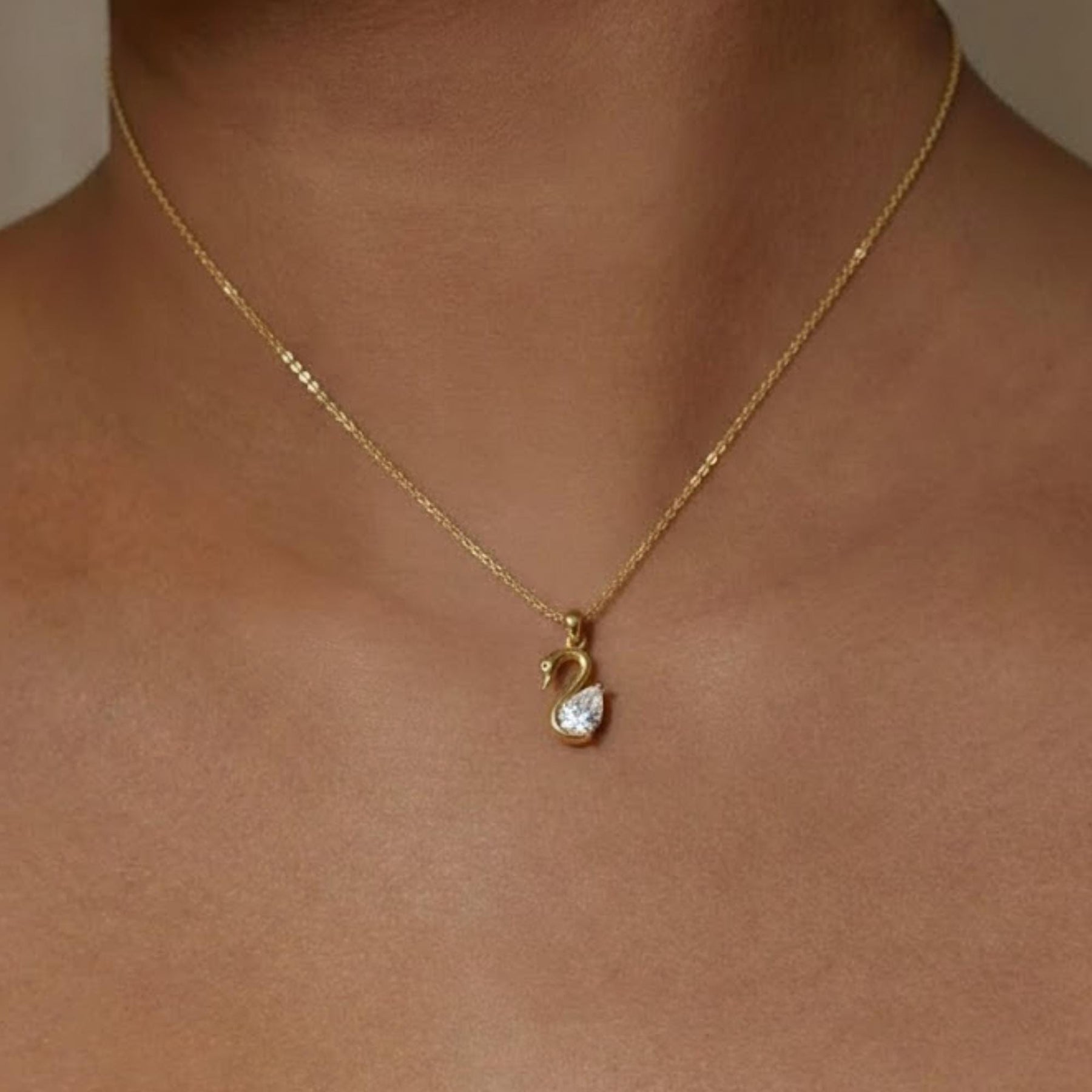 Lab Diamond Solitaire Engagement Pendant/ Pear Cut Lab Grown Diamond Bridesmaid Pendant/ 14K Gold Swan Diamond Pendant Gift For Her